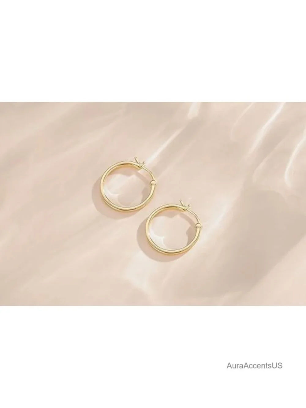 14K Gold Plated Hoop Earrings for Women Dainty Sleek Chic Classic